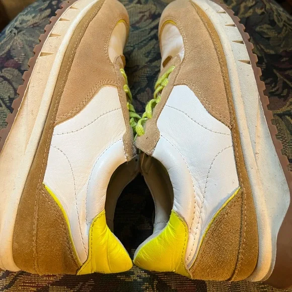 Madewell White and Tan Sneakers with Neon Highlights - Picture 9 of 10